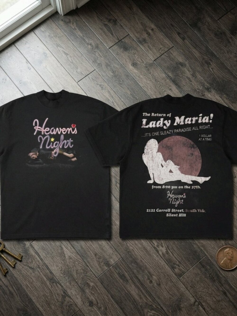 Heaven's Night Lady Maria Silent Hill Graphic Tee Black Horror T-Shirt